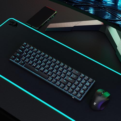 Redragon BS8773 Wireless Keyboard and Mouse Combo, 78 Keys 2.4Ghz Wireless Low-Profile Mechanical Brown Switch Keyboard w/Slim Compact Design & Single Blue Backlit, Comfort Grip 2400 DPI Max Mouse - Image 5