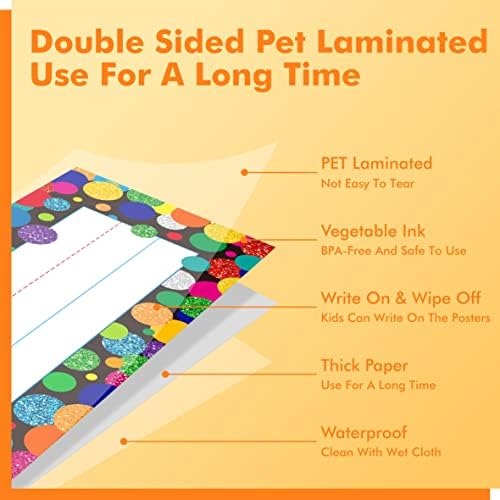 40PCS Traditional Manuscript Name Plates, Confetti Desk Name Tags with Double Sided PET Film Student Name Labels Erasable & Reusable Desk Nameplates for School Classroom Organization (10” x 2.8”) - Image 3