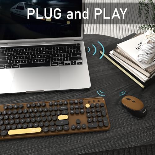 Colorful Wireless Computer Keyboards Mouse Combos (Black Brown) - Image 3