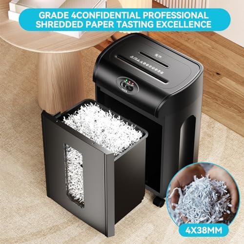Majnesvon 15-Sheet Cross Cut Paper Shredder - P4 Security & Ultra Quitet, 4.76 Gallons Pullout Waste Bin & Auto Reverse, Heavy Duty Paper/Credit Cards/Staple/Clips Shredder for Home Office (15-Sheet) - Image 3