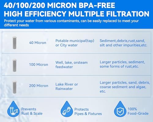 Spin Down Sediment Filter 40/100/200 Micron, Reusable Water Filter System - Image 4