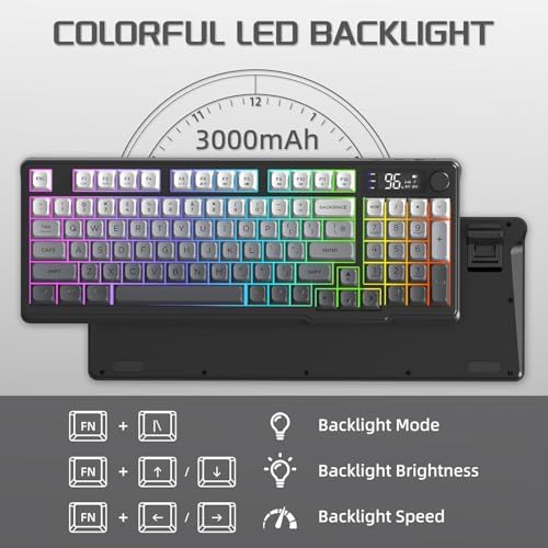 FREEWOLF M96 Wireless Gaming Keyboard Creamy Membrane 94Key ANSI-Moonlight - Image 6