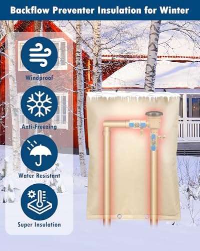 Backflow Preventer Insulation Cover, (5°F) Actgan 16"X20" 5 Layers Outdoor Pressure Vacuum Breaker Sprinkler Valve Faucet Cover for Winter Freeze Protection Beige - Image 5