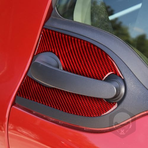 Real Soft Red Carbon Fiber Car Outer Door Bowl Panel Decorative Cover Trim Sticker Auto Exterior Decoration Accessories Compatible with Benz Smart 2016 2017 2018 2019 2020 2021 - Image 3