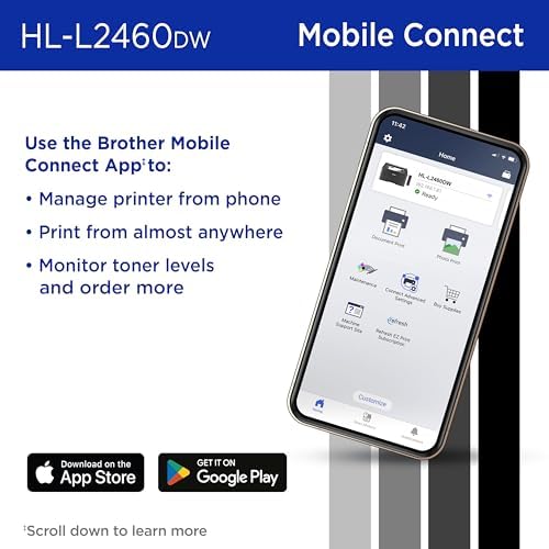 Brother HL-L2460DW Wireless Compact Monochrome Laser Printer with Duplex, Mobile Printing, Black & White Output | Includes Refresh Subscription Trial(1), Works with Alexa - Image 5