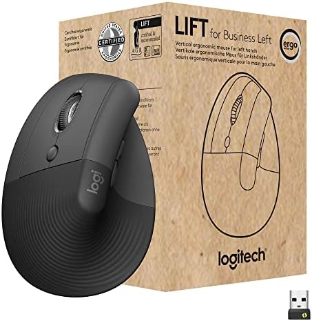 Logitech Lift for Business Vertical Ergonomic Mouse Left Handed - Graphite by Unknown