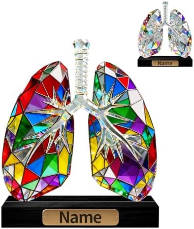 Personalized Acrylic Human Lungs Anatomical Decoration Colorful Figurine with Custom Name Plate Anatomy Desktop Ornament, Gifts for Pulmonologists Respiratory Therapists Medical Students by Unknown