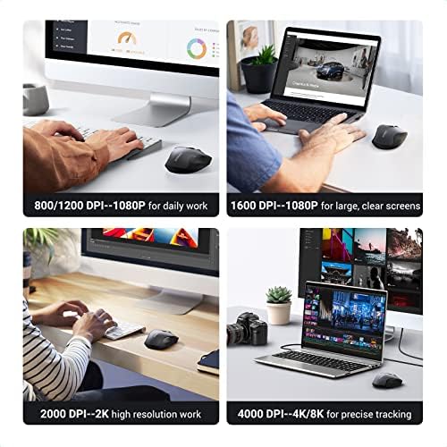 UGREEN Wireless Mouse 2.4G with USB Receiver, 5-Level 4000 DPI 6 Buttons,18 Months Battery Life Cordless Mouse, Ergonomic Computer Mice for Laptop, Computer, PC, MacBook, Chromebook Black - Image 4