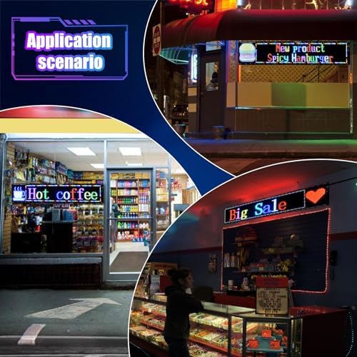Double Row Programmable LED Signs | Business Scrolling LED Sign | Flexible LED Advertising Sign | Bluetooth APP | Custom Editor Text | for Store Bars Hotel (37"x 8") - Image 6