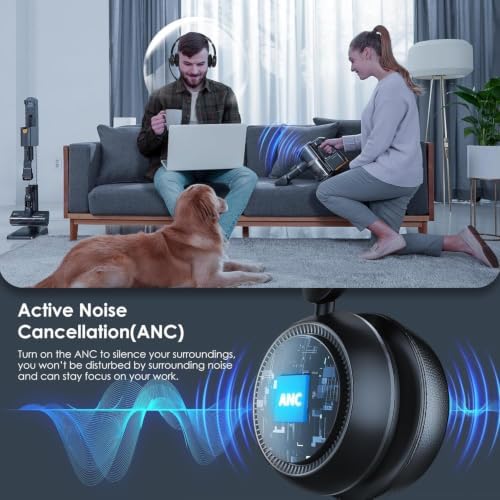Upgrade ANC & ENC Wireless Headset with Mic for Work(Flip-to-Mute & Dongle) - Image 3