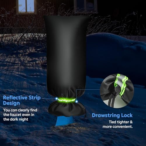 MIXC Outdoor Faucet Covers for Winter Freeze Protection, 15" x 35" Hose Bib Covers for Winter, Reusable Thicker Waterproof Insulated Spigot Cover, 2 Pack - Image 4