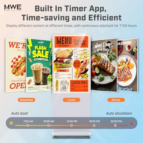 MWE 37 Inch Touchscreen Kiosk, Indoor Floor Standing Digital Signage Displays, LCD Screen Advertising Display Totem, Interactive Display Poster Android System with Auto Media Player-White - Image 5