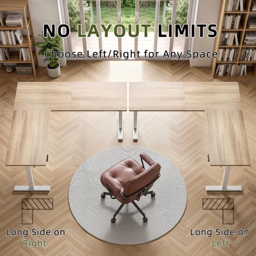 TIQLAB 75 x 61 inch Executive L Shaped Standing Desk Adjustable Height, Electric Corner Standing Desk, Sit Stand Computer Table with Splice Board, Maple - Image 5