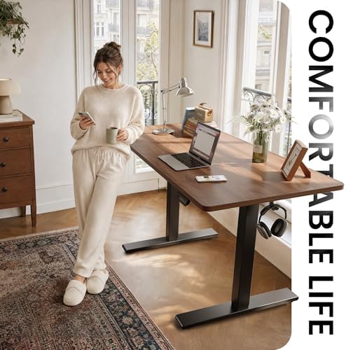 CubiCubi 40 x 24 Electric One-Piece Standing Desk, Black Walnut - Image 3