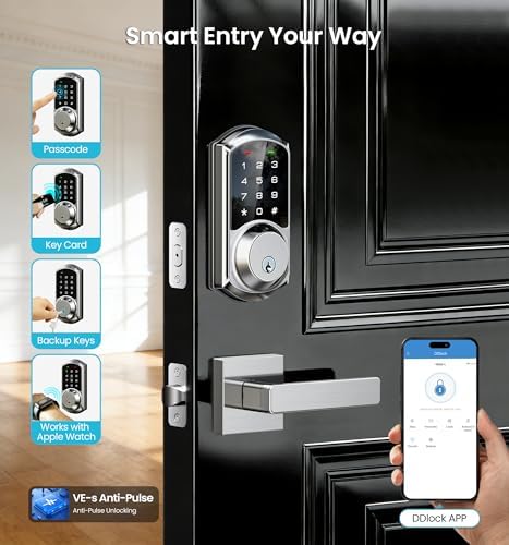 Veise VE06 Smart Lock for Front Door, App Control, Satin Nickel - Image 2