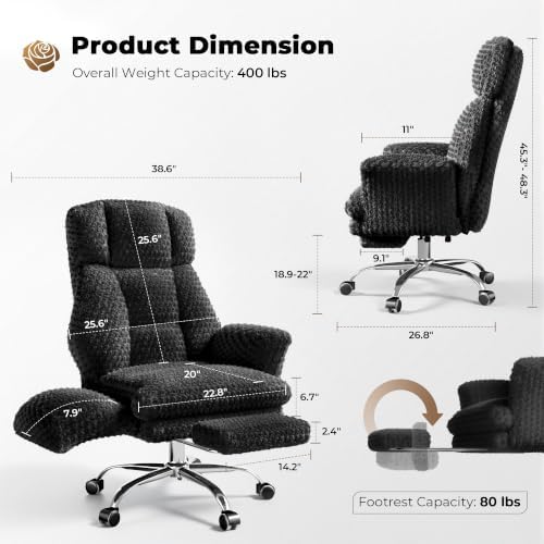 Big and Tall Office Chair, Flip Armrests for Pets & Cross Legged Sitting - Image 2
