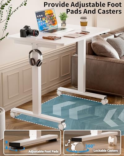Okin Small Electric Standing Desk, 36" x 24" Whole Piece Height Adjustable Desk, White Sit to Stand Computer Workstation with Wheels for Home Office - Image 6