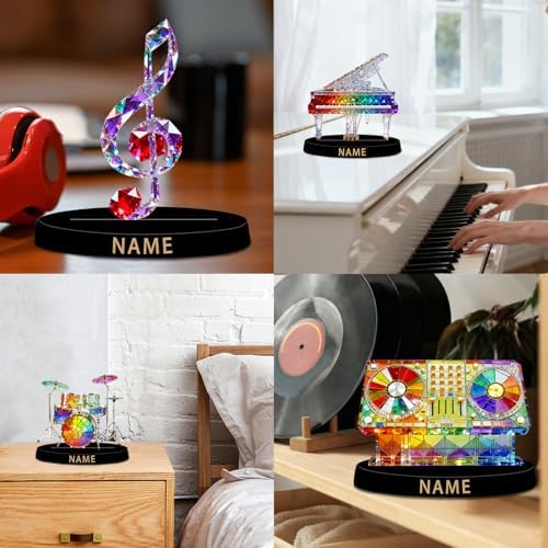 Personalized Acrylic Piano Decoration - Crystal Style Colorful Figurine with Custom Name Plate, Music Desktop Ornament Gifts for Pianists Music Teachers Classical Music Lovers Collectors - Image 6