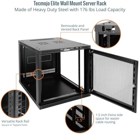 Tecmojo 12U Wall Mount Rack Cabinet, Heavy-Duty 176 Lbs High Load Capacity, 19” Enclosed Server Network Rack with 2 Colling Fans, Mesh Door, 23.6” Deep – Elite Collection - Image 5