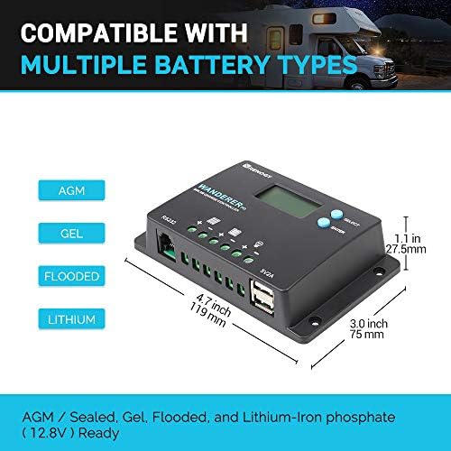 Renogy 10A PWM Solar Charge Controller 12V/24V Positive Ground LCD - Image 4