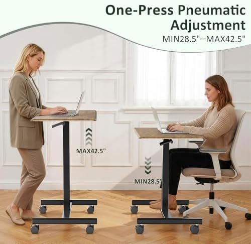 Mobile Standing Desk with Wheels, Small Rolling Desk Adjustable Height - Image 2