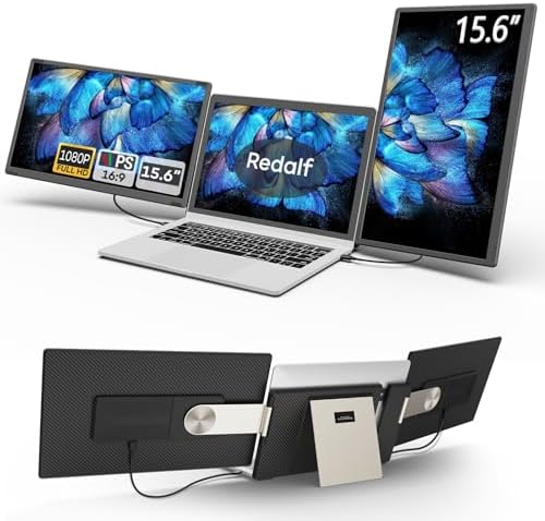 Laptop Screen Extender, 15.6'' 1080P FHD Laptop Monitor Extender with 235°Rotation Detachable Dual Monitor, Plug & Play, Triple Screen for 13"-17.3" Laptops Compatible with Mac/Wins/Android/Dex by Redalf