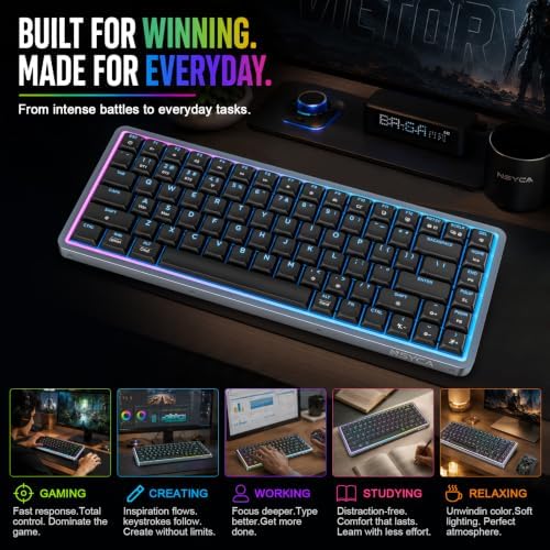 Air75 Low Profile Wireless Mechanical Keyboard, 75% Aluminum Frame, Hot Swappable, PBT Keycaps, RGB Backlit, Bluetooth/2.4GHz/USB-C, Gaming Keyboard with Web Driver for Mac Windows (Black) - Image 6