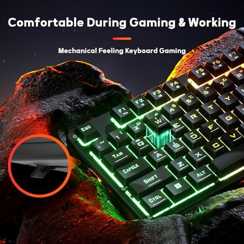 Redragon K521 Upgrade Rainbow LED Gaming Keyboard, 104 Keys Wired Mechanical Feeling Keyboard with Multimedia Keys, One-Touch Backlit, Anti-Ghosting, Compatible with PC, Mac, PS4/5, Xbox - Image 3