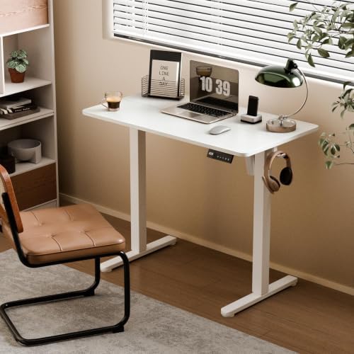 35" Electric Standing Desk, Small Sit Stand up Desk, White - Image 2
