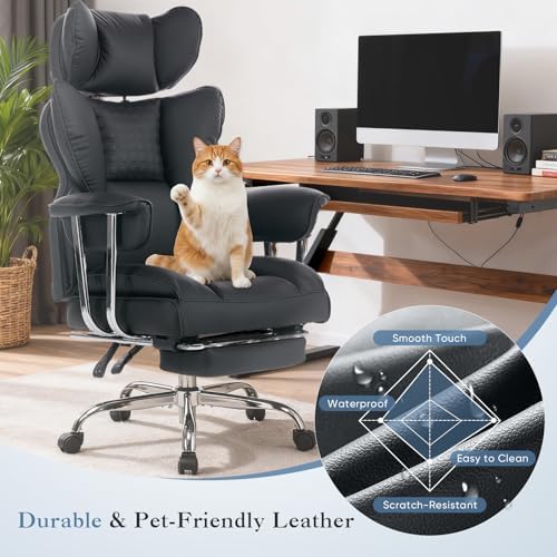 DUMOS Big and Tall Home Office Desk Chair, Executive Chair with Footrest - Image 6