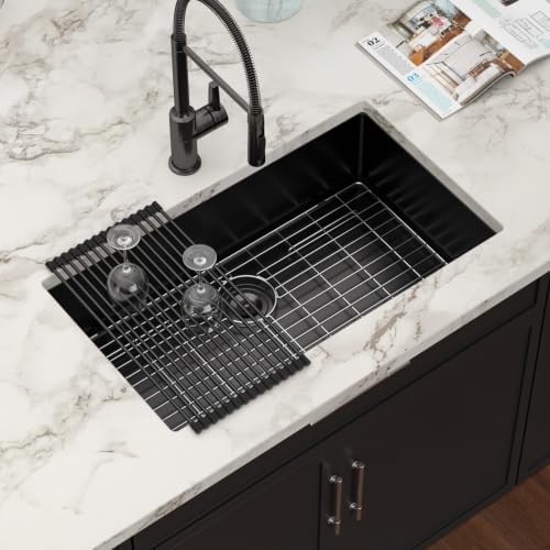 32 Inch Matte Black Undermount Kitchen Sink - Image 4