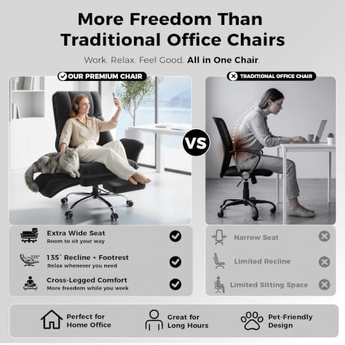 Big and Tall Office Chair, Flip Armrests for Pets & Cross Legged Sitting - Image 3