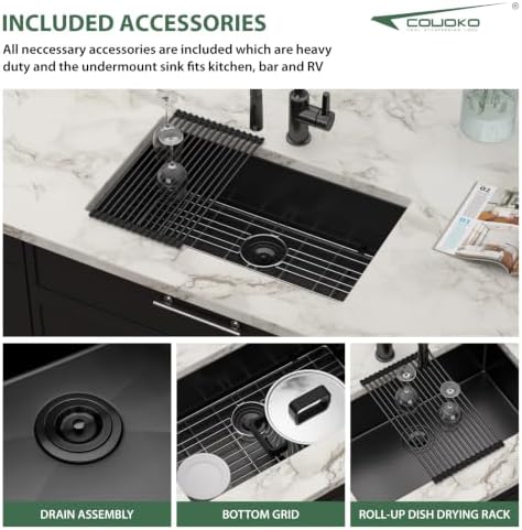 30 Inch Matte Black Undermount Kitchen Sink - Image 5