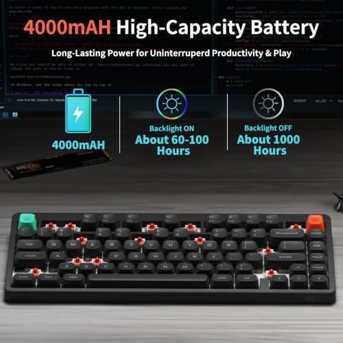 nuphy Node75 Wireless Mechanical Keyboard, 75% Hot Swappable Custom Keyboard, 82 Keys Computer Gaming Keyboards, Supports Touch Gestures, PBT Keycaps, RGB Backlit, Bluetooth/2.4GHz/USB-C - Image 6
