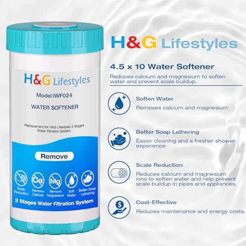 H&G Lifestyles Whole House Water Softener Filter Cartridge Replacement, Calcium Inhibitor Water Filter, Anti-Scale Filter, Fits Any Standard 10" x 4.5" Water Filter System - Image 3