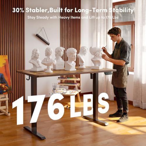 CubiCubi 48 x 24 One-Piece Electric Adjustable Standing Desk, Vintage Brown - Image 3