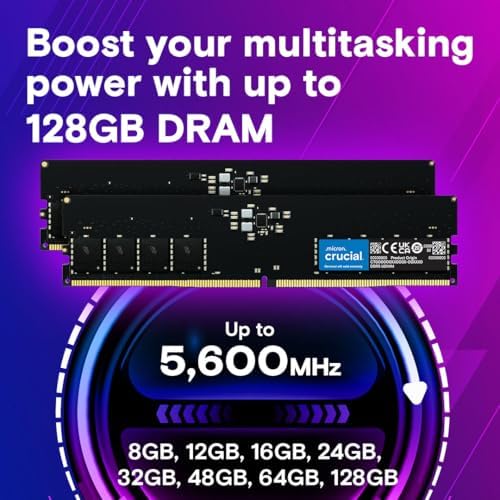 Crucial 128GB Kit (2x64GB) DDR5 RAM 5600MHz (or 5200MHz or 4800MHz) Desktop Memory Kit, UDIMM 288-Pin, Compatible with Latest Intel Core and AMD Ryzen 8000 & Above – CT2K64G56C46U5 - Image 3