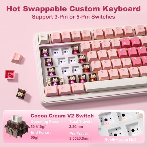 YUNZII B75 PRO MAX 75% Mechanical Keyboard (Pink Heart, Cocoa V2) - Image 5