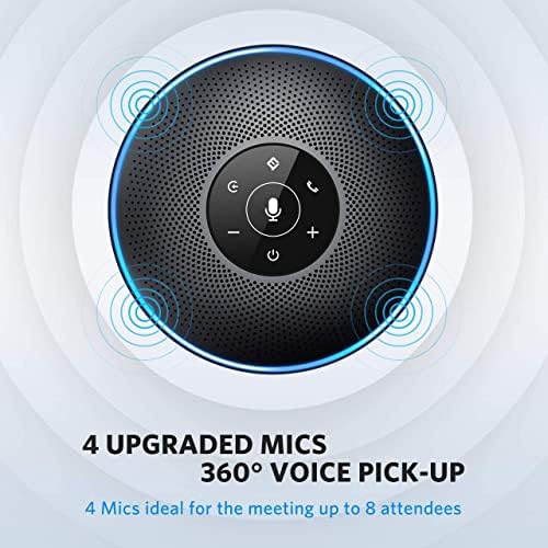 EMEET Bluetooth Speakerphone M2 Black Conference Speaker for 5-8 People Business Conference 360º Voice Pickup 4 AI Microphone Self-Adaptive Conference Call Speaker Skype USB Speakerphone - Image 3