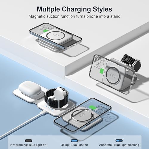 3 in 1 Charging Station for Multple Devices,Foldable 3 in 1 Wireless Charger for Travel,NANO Wireless Charging Station for iPhone17 16 15 14 13 12 Pro Max/Watch 10 9 8 7 6 5 4 3 Ultra/AirPod Pro - Image 3