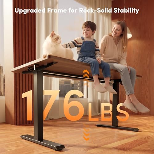 FEZIBO 40 x 24 Inchs Electric Standing Desk, Height Adjustable, Sit Stand Up, Computer Office Desk with Splice Board, Black Frame/Black Walnut Top - Image 4