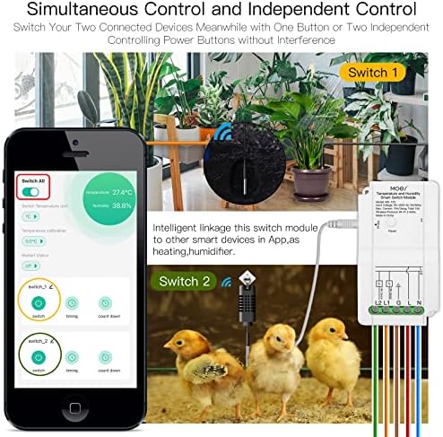 MOES WiFi Smart Temperature Switch Module Sensor with Waterproof Probe, Dual Relay Output Controller, Smart Life Tuya App Remote Control, Programmable Thermostats Kit Works with Alexa Google Assistant - Image 3
