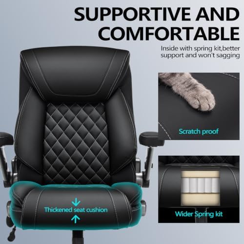 600lbs Big and Tall Office Chair with Lumbar Support 5 Way Adjustable Armrest Heavy Duty Ergonomic Office Chair Executive OfficeChair Oversized and Extra Wide (Black) - Image 6