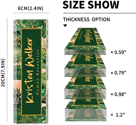 SalaGraphics Desk Name Plate, Custom for, Office Decor Women Men, Acrylic Accessories, Gifts Coworkers Boss Teacher, Employee Appreciation (Green Leaves), 8”(L)x2.5(W) - Image 3