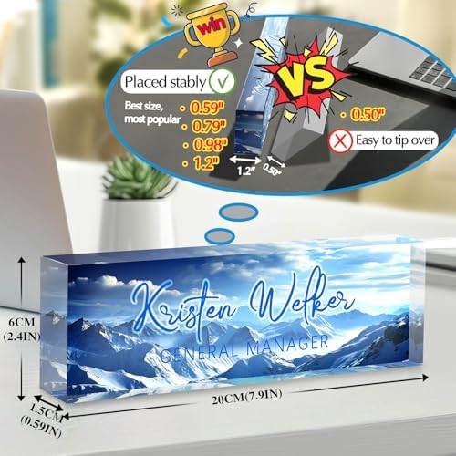 Custom Office Name Plate for Desk - Desk Name Plate Personalized Gifts for Coworkers, Boss, Employees, Teacher, Nurse - Office Desk Decor for Women Men - Employee Appreciation Gifts (Mountain Peak) - Image 2