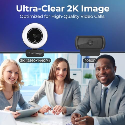 2K Webcam for PC with Microphone & Light & Privacy Cover - Image 2