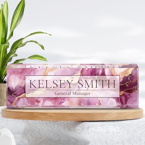 Personalized Name Plate for Desk, Custom Desk Name Plate, Acrylic Name Plate Office Desk Accessories, Personalized Office Gifts for Coworkers Teachers, Employee Appreciation Gifts (C-Mauve Marble) - Image 6
