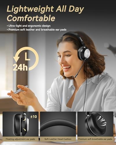 Voistek USB Headset with Microphone for PC & Laptop, On-Ear Computer Headset with Microphone Noise Canceling, Mute & Volume Controls for Zoom, Teams, Online Meetings, Remote Work, Home Office - Image 3