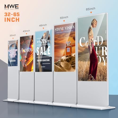 MWE 43 Inch Digital Signage Touchscreen Kiosk LCD Screen Indoor Floor Standing Advertising Display Totem Interactive Display Poster Android System with Auto Media Player-White - Image 2
