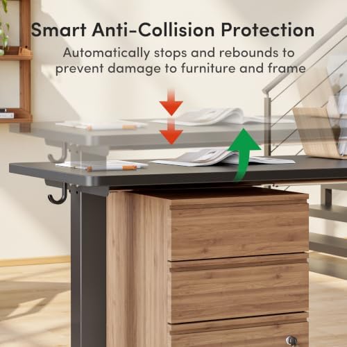 FEZIBO 63" x 55" L-Shaped Standing Desk - Adjustable Corner Desk L Shape, L-Shaped Adjustable Desk with Splice Board, L Shape Standing Desk, Black - Image 5